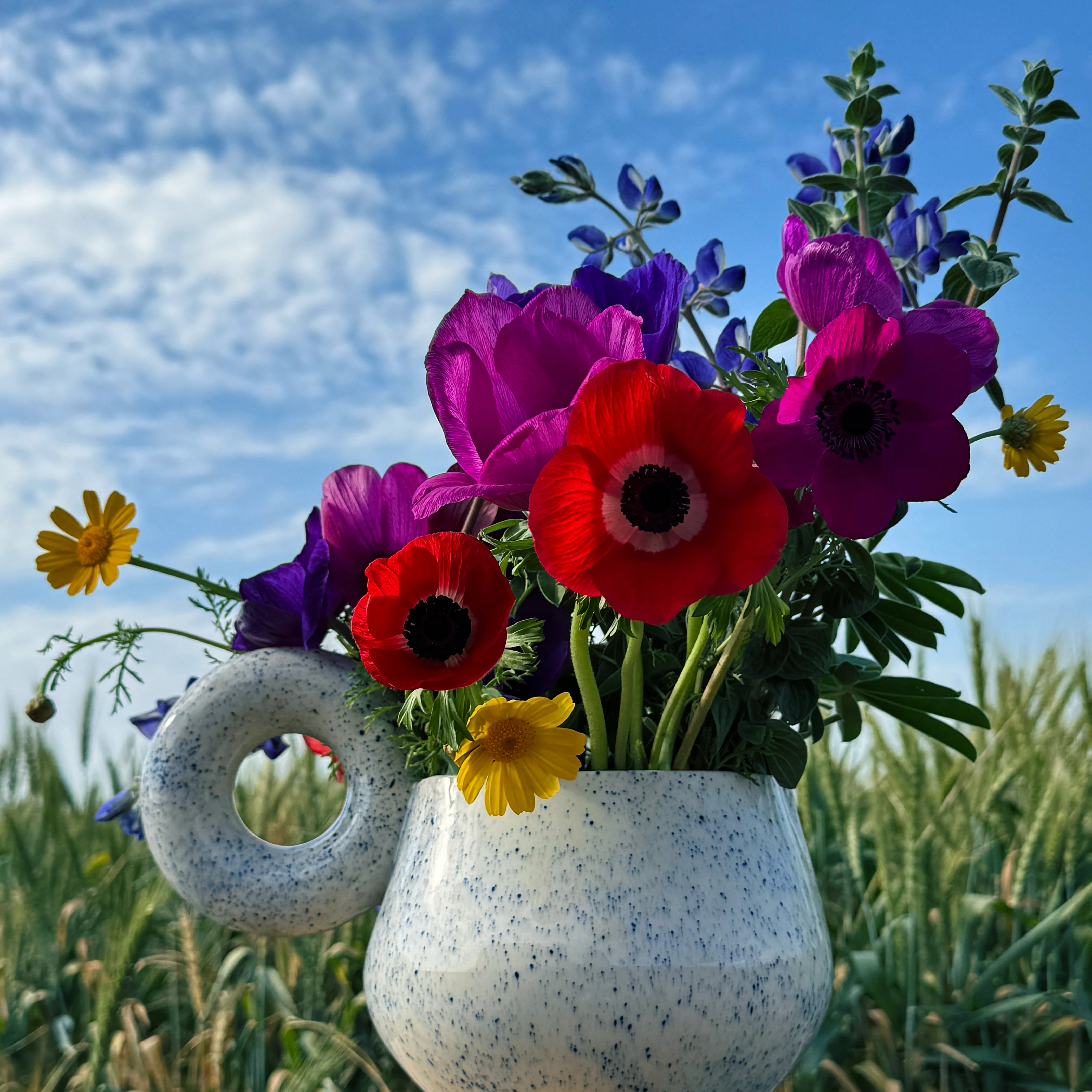 Donut-Handle Vase - Blue Dust view 2